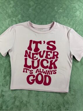 SHEIN Pink Tee with Bold Red Graphic Text